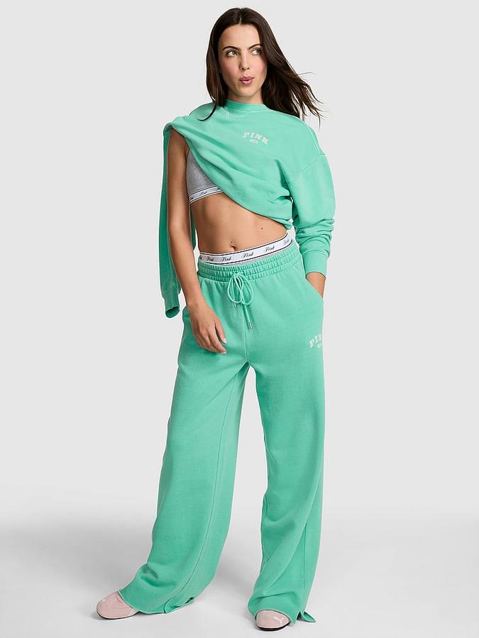 Ivy Fleece Wide-Leg Split-Hem Sweatpants