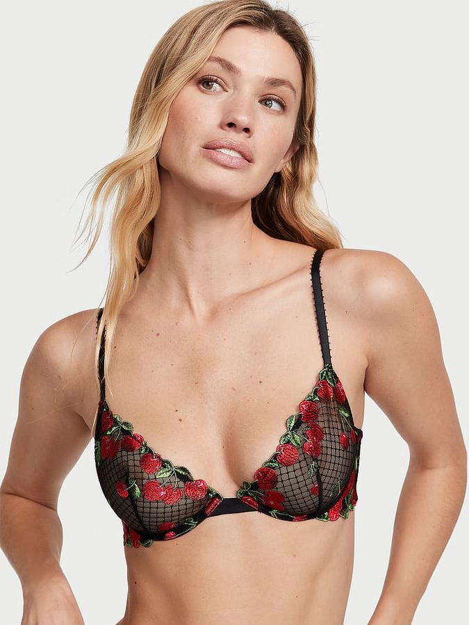 Embroidered Low-Cut Demi Bra image number 0