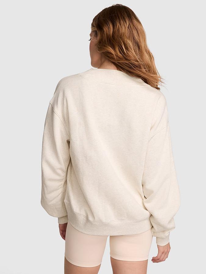 Ivy Fleece V-Neck High-Low Cropped Sweatshirt image number 1
