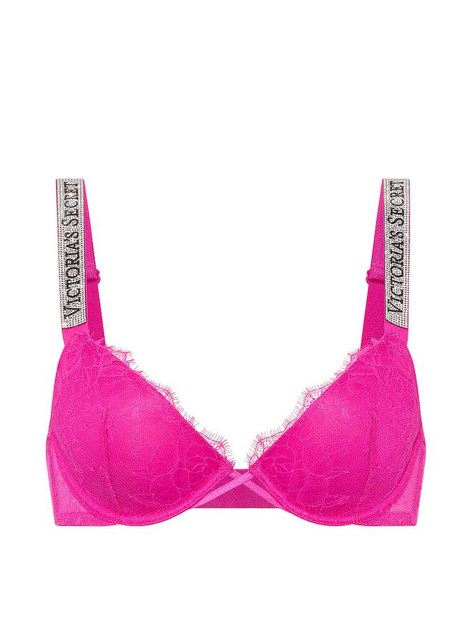 Shine Strap Rose Lace Lightly Lined Low-Cut Demi Bra image number 2