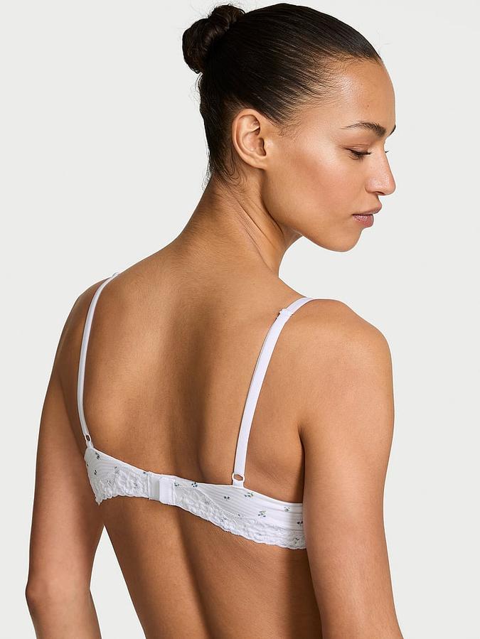 Perfect Shape Cotton Shadow Stripe Lace-Trim Push-Up Bra