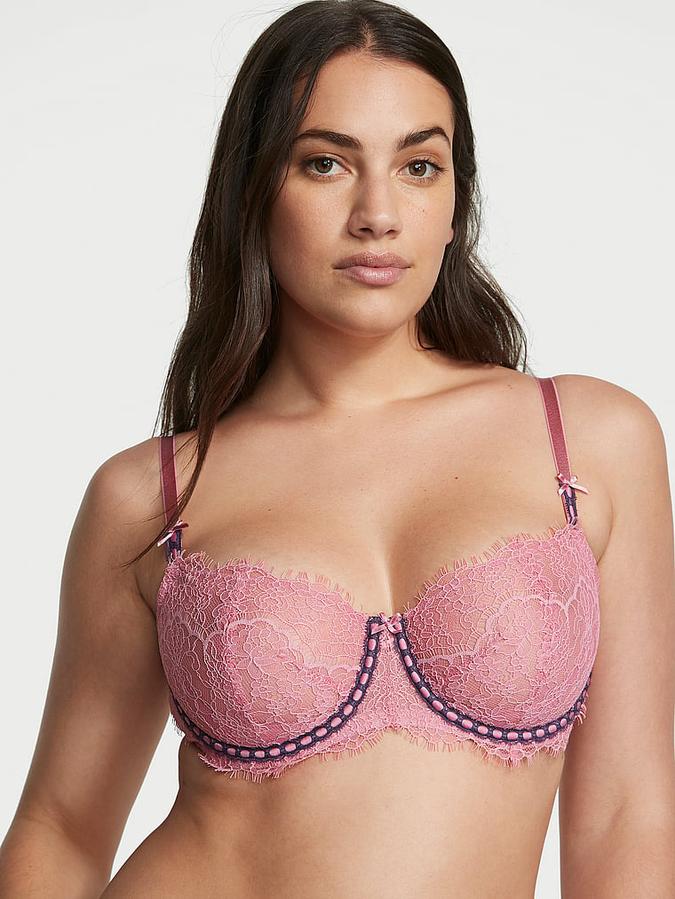 Wicked Unlined Ribbon Slot Lace Balconette Bra image number 0