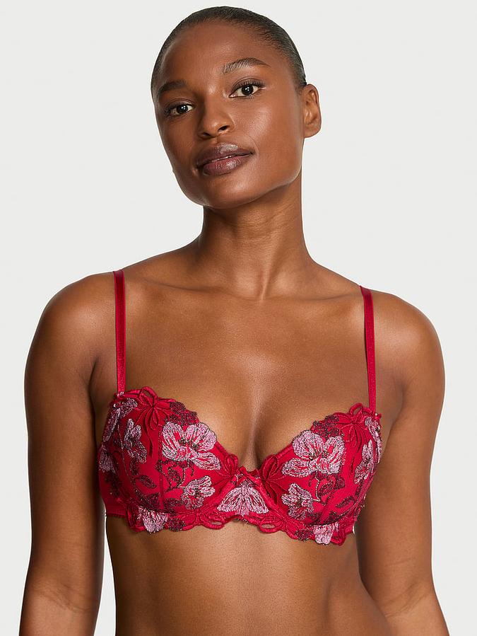 Beautiful Bows Embroidery Lightly Lined Demi Bra