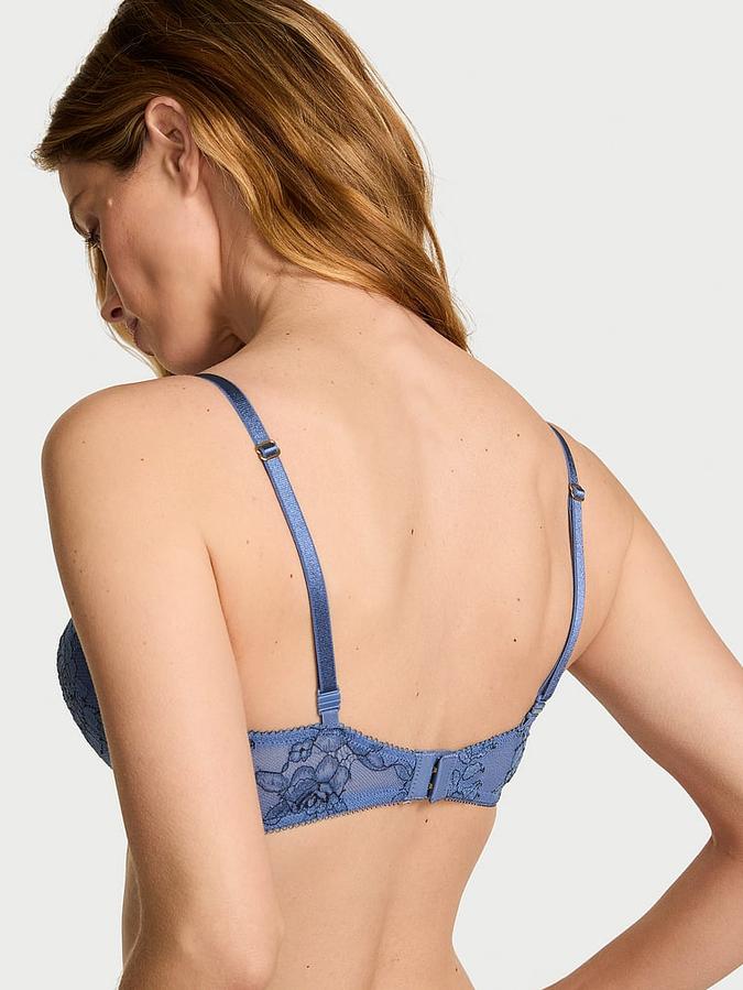 Bombshell Add-2-Cups Denim Rose Lace Push-Up Bra