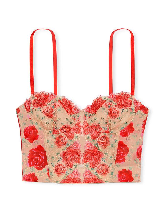 Strapless Floral Embroidery Corset Top image number 2