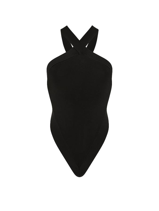 Knit Halter Open-Back Bodysuit image number 2