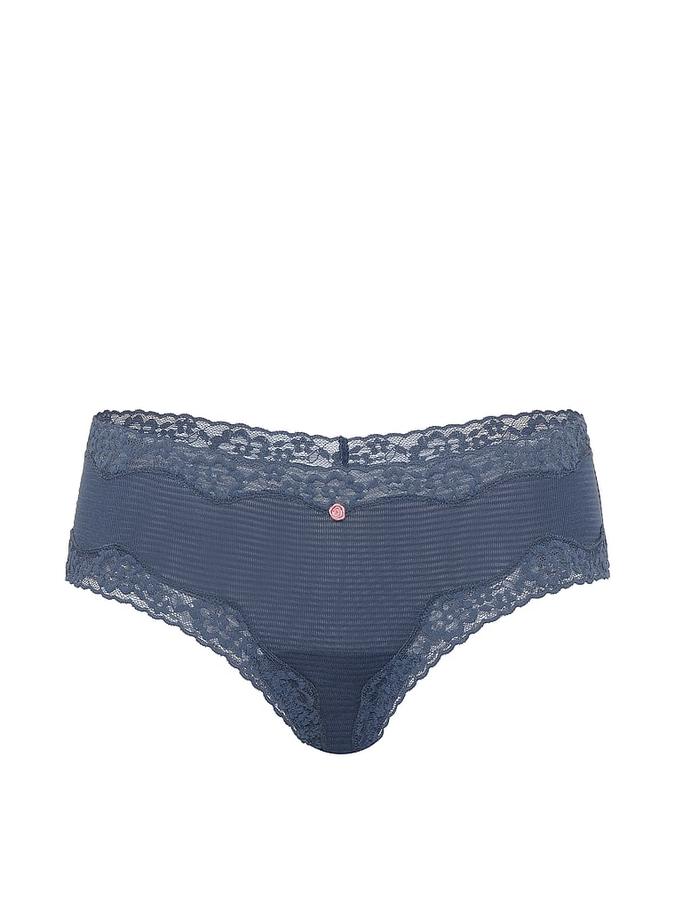 Cotton Shadow Stripe Lace-Waist Cheeky Panty image number 2
