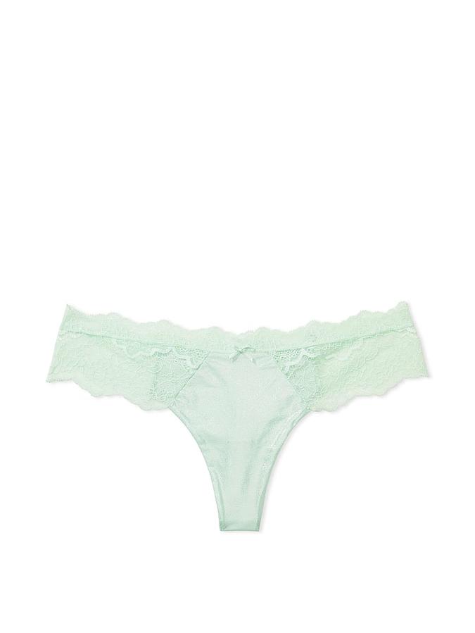 Lace-Trim Smooth Shimmer Thong Panty image number 2