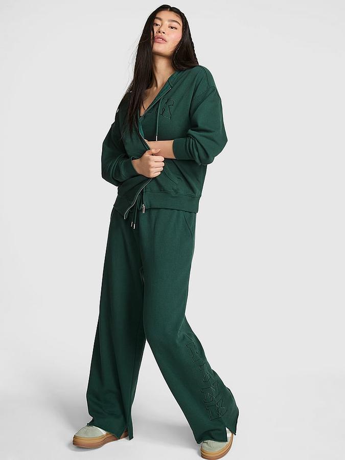 Ivy Fleece Wide-Leg Split-Hem Sweatpants