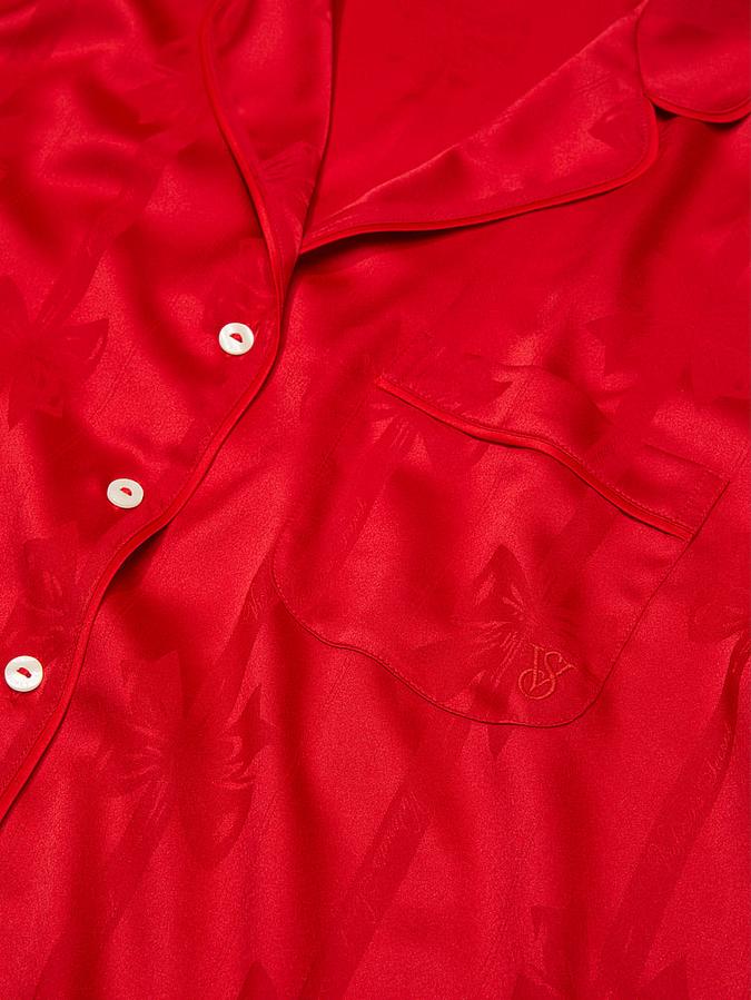 Glazed Satin Bow Short Pajama Set image number 2