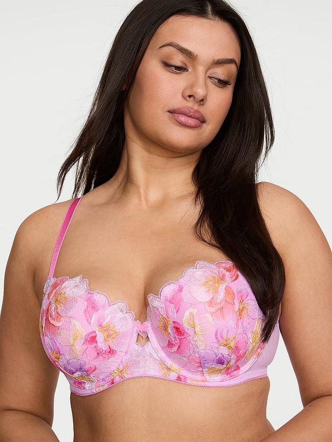 Watercolor Embroidery Lightly Lined Demi Bra