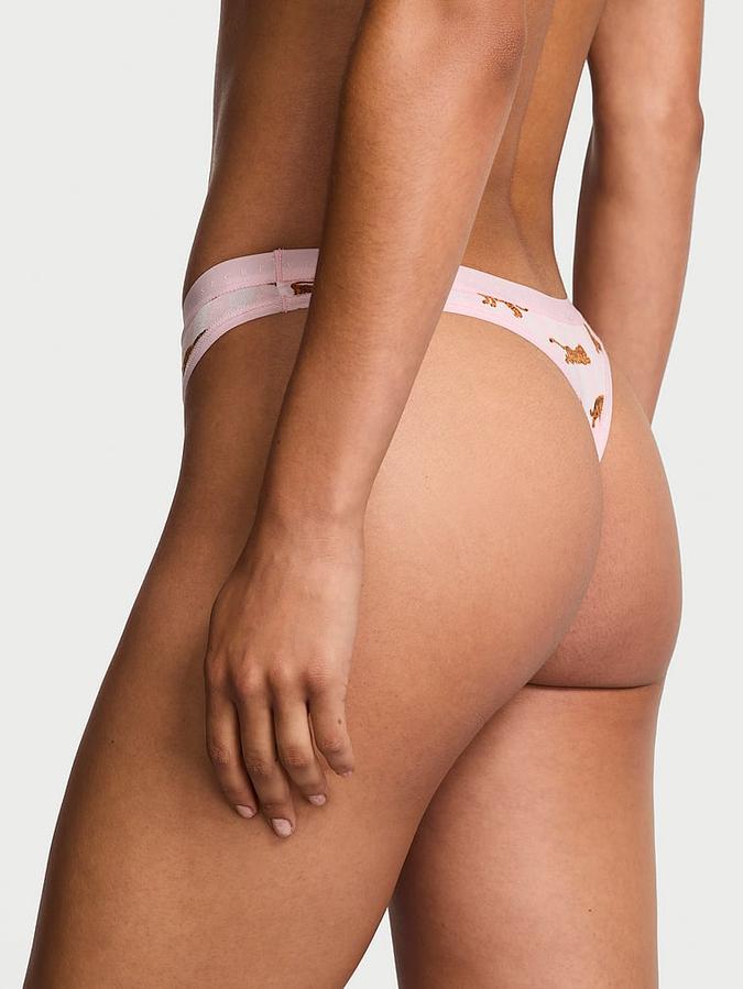 Stretch Cotton High-Leg Scoop Thong Panty image number 1