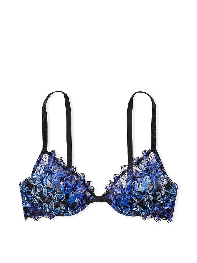 Ziggy Glam Floral Embroidery Low-Cut Demi Bra image number 2