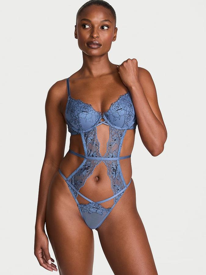 Denim Rose Lace Lightly Lined Strappy Teddy