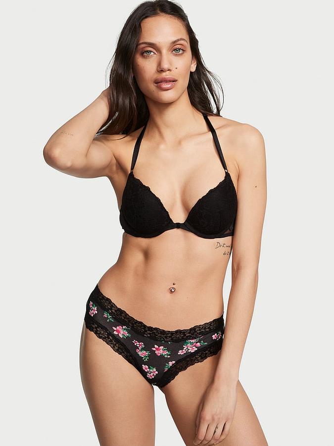Lace-Waist Cotton Cheeky Panty image number 0