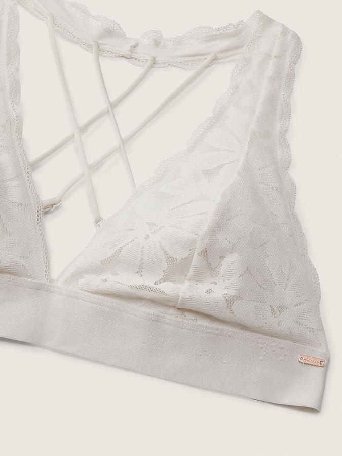 Lace Strappy Back Halter Bralette image number 3