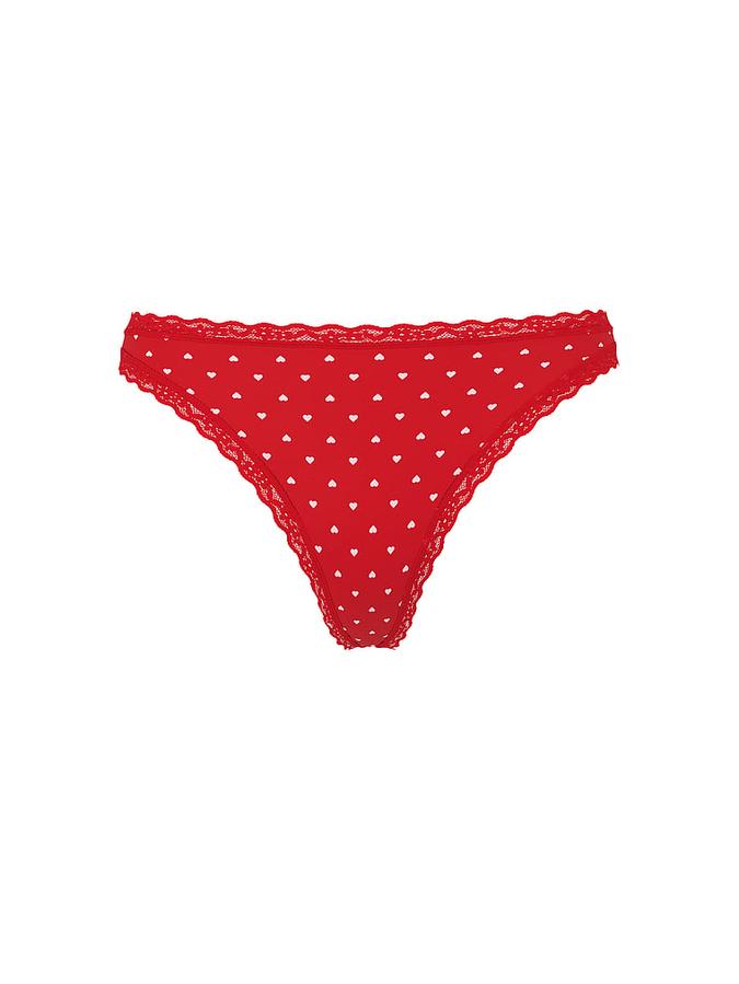 Cotton Lace-Waist Thong image number 2