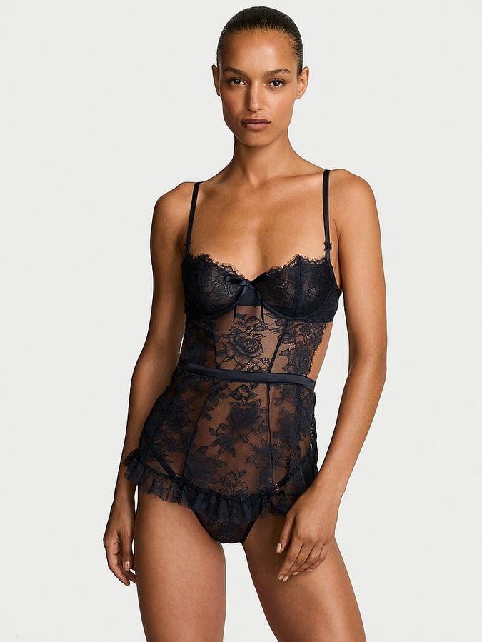 Wicked Unlined Rose Lace Apron Set