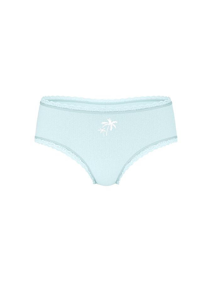 Stretch Cotton Pointelle Lace-Waist Cheeky Panty image number 2
