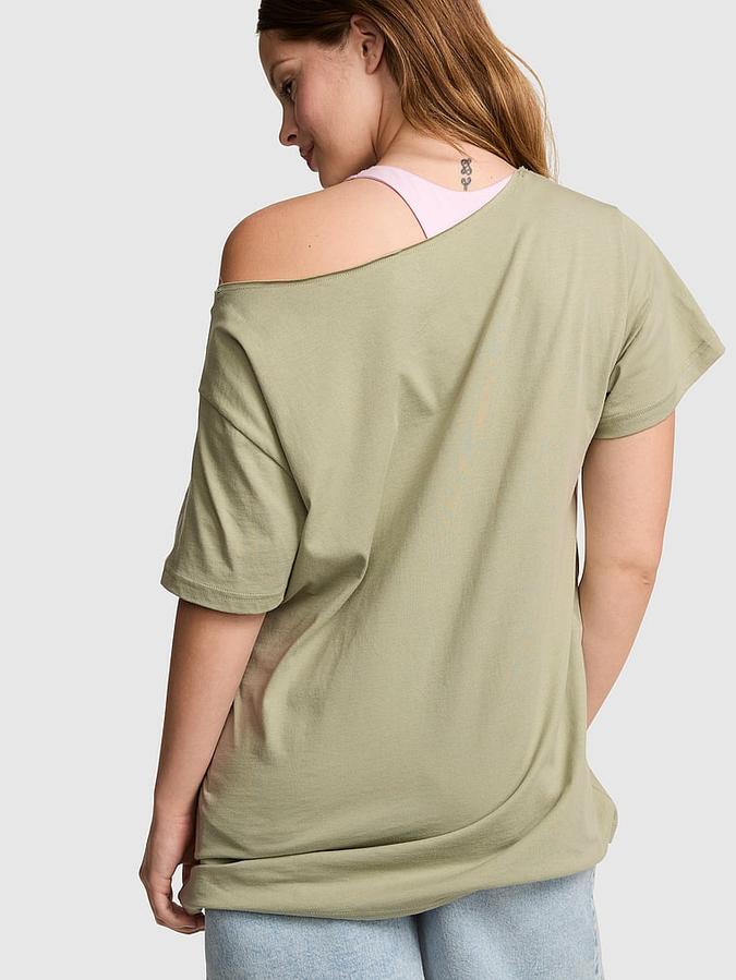 Campus Cotton&trade; Off-The-Shoulder Tee image number 1