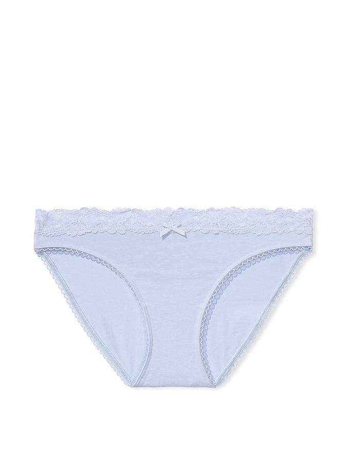 Stretch Cotton Lace-Waist Bikini Panty image number 2