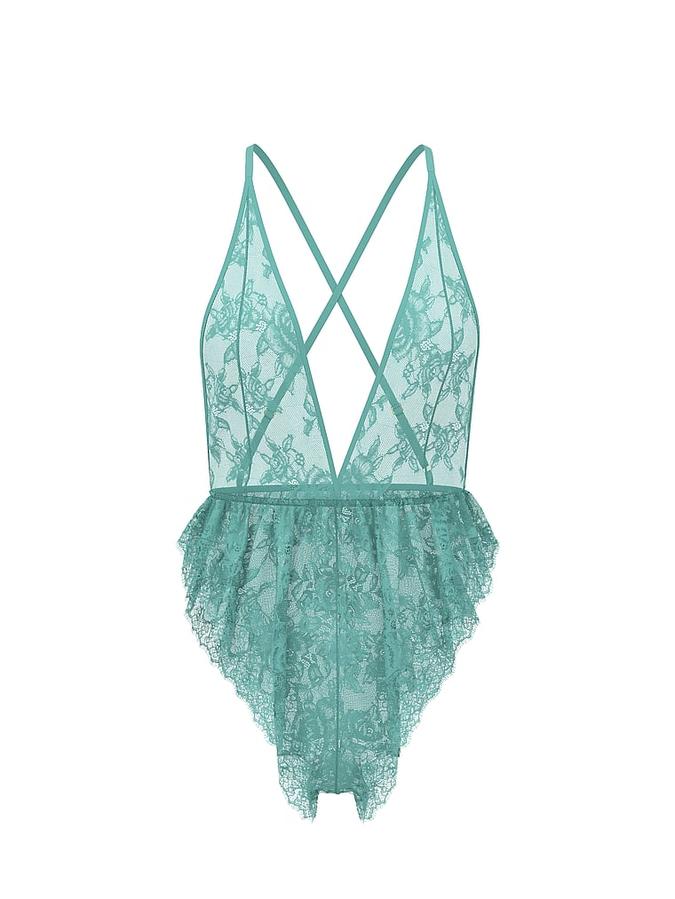 Rose Lace Plunge Flutter Romper image number 2