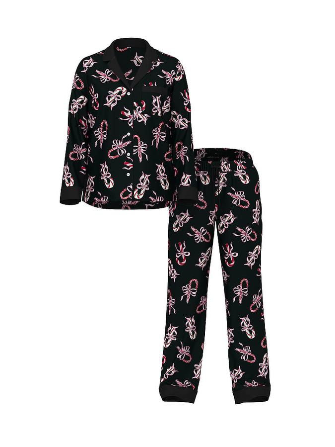 Glazed Satin Long Pajama Set image number 2