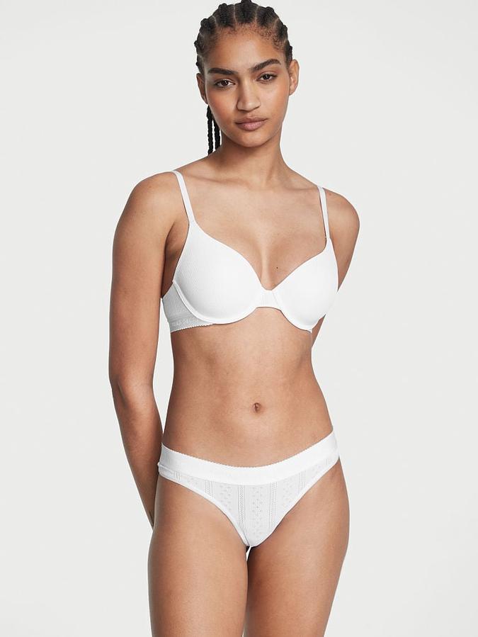 Logo Waist Pointelle Thong Panty image number 0