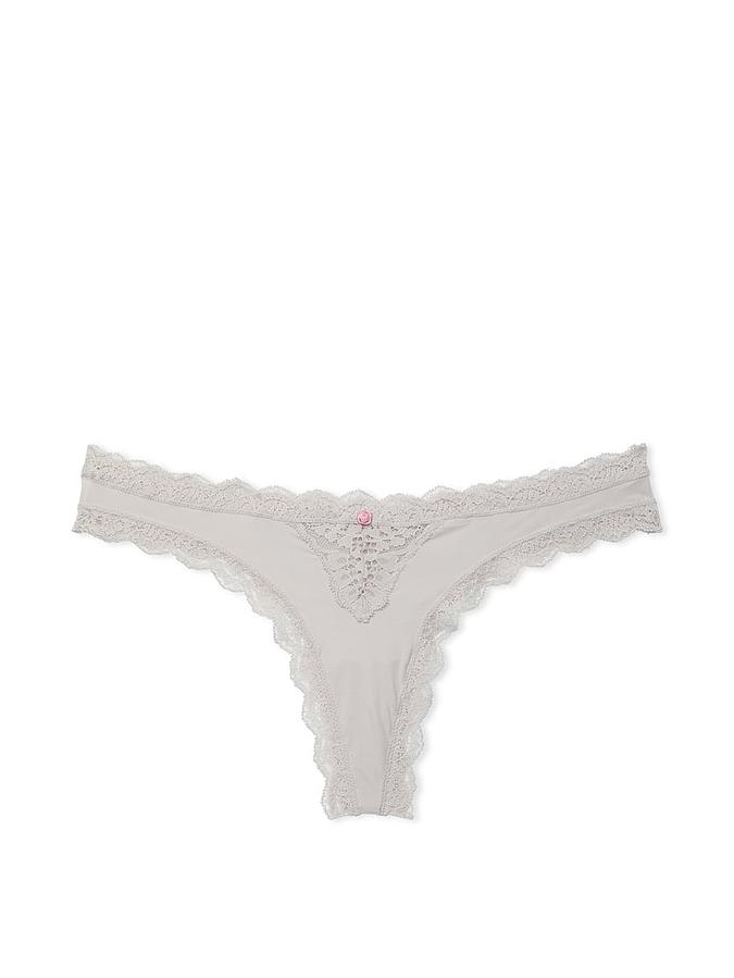 Lace-Trim Thong Panty image number 1