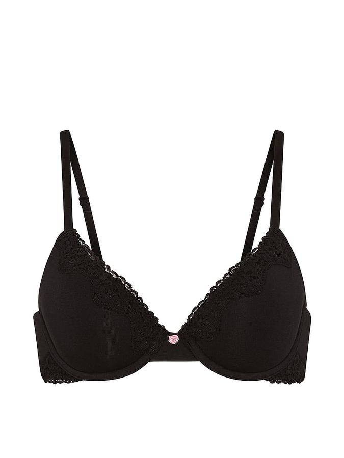 Cotton Lace-Trim Lightly Lined Demi Bra image number 2