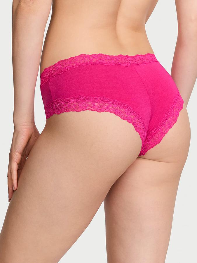 Lace-Waist Cotton Cheeky Panty