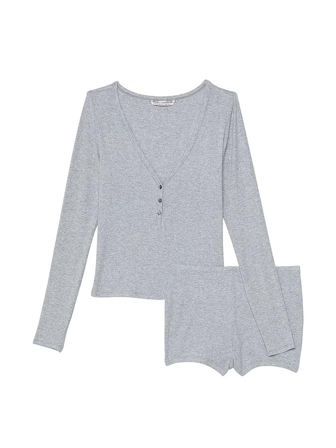 Ribbed Modal Henley Short Set image number 2