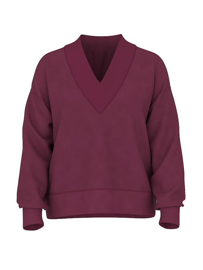 Ivy Fleece V-Neck High-Low Cropped Sweatshirt image number 2