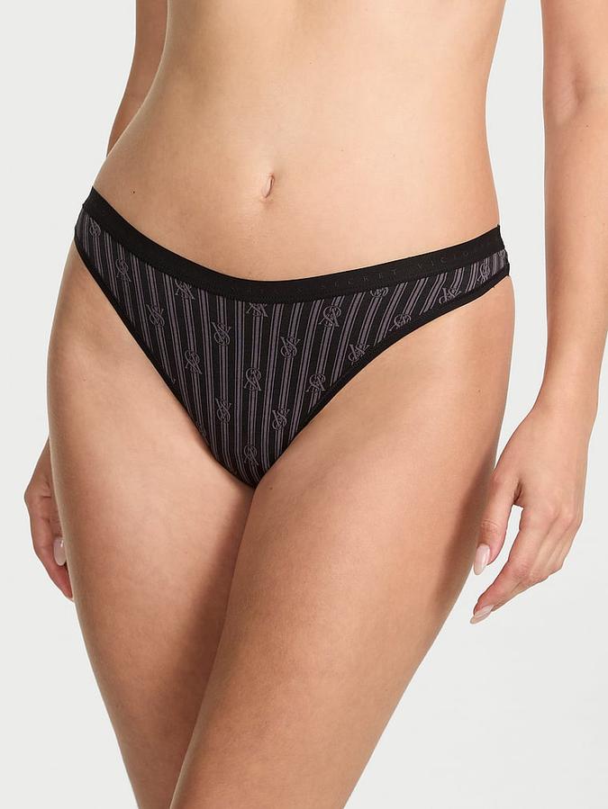 Stretch Cotton High-Leg Scoop Thong Panty