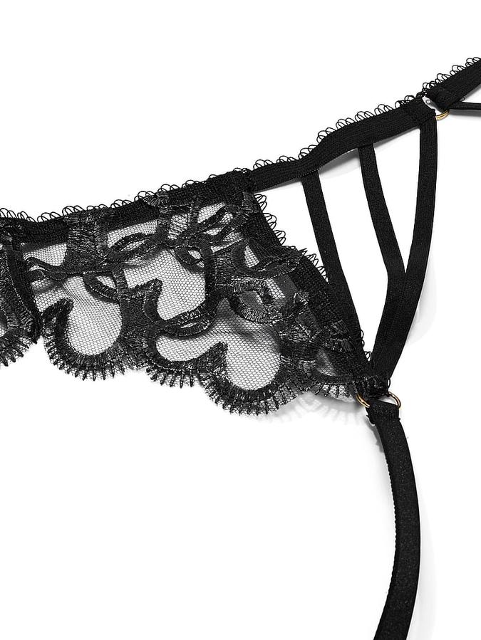 Shimmer Heart Embroidery Garter Belt image number 3