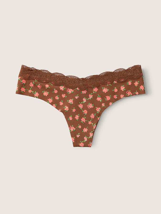 No-Show Lace-Trim Thong Panty