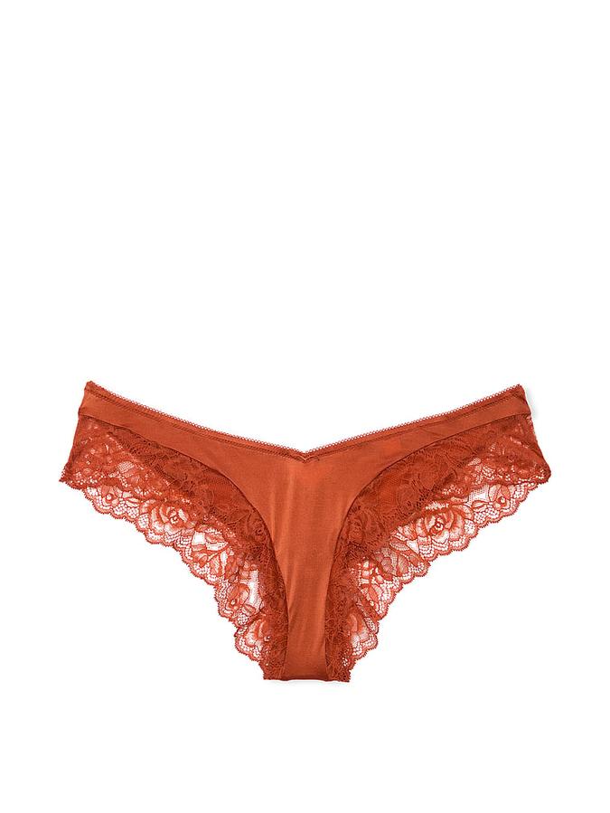 Rose Lace-Trim High-Leg Cheeky Panty