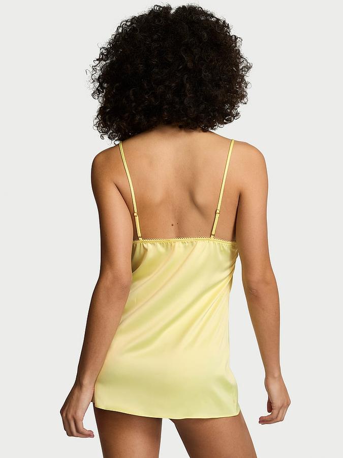 Tease Satin Lace-Trim Mini Slip Dress