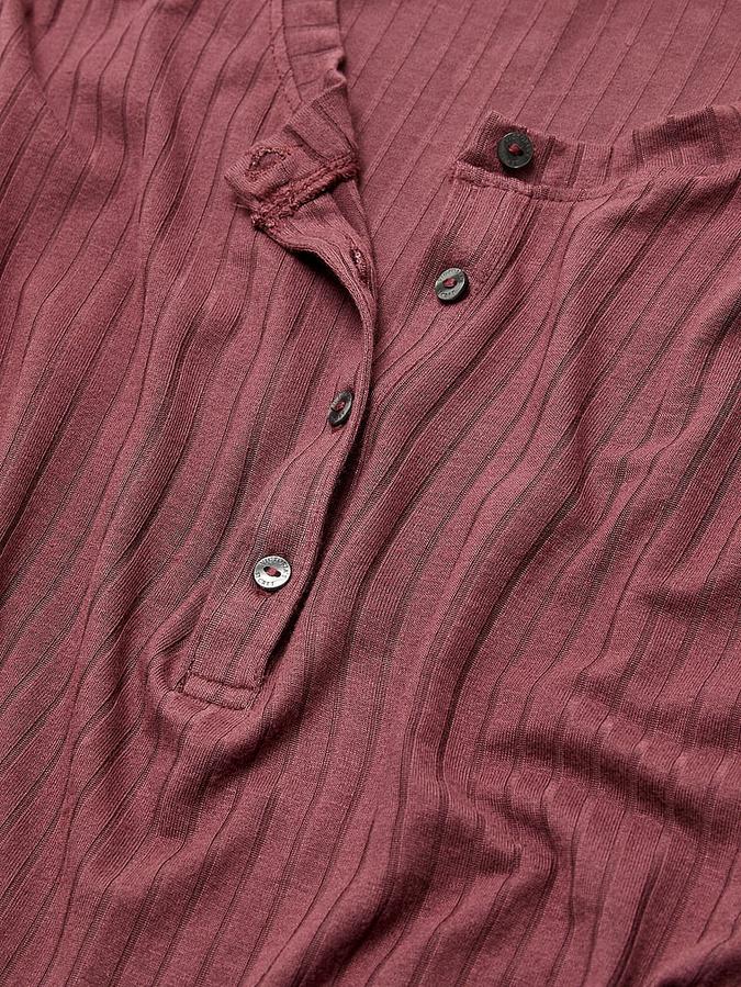 SoSoft&trade; Modal Wide-Rib Long-Sleeve Henley & Shorts Set image number 3