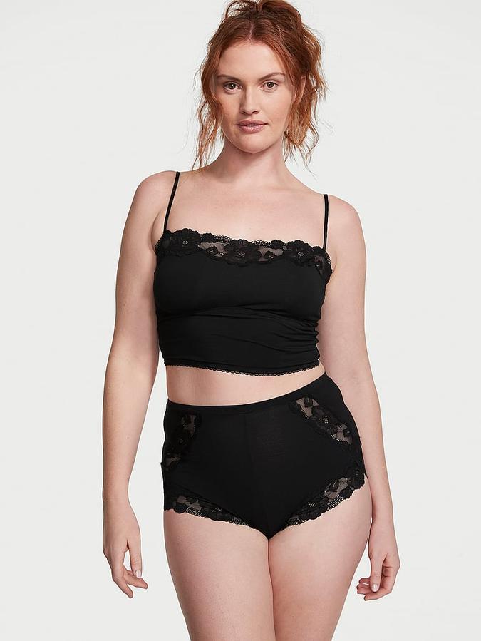 Modal & Lace Trim Straight-Neck Cami Set image number 0