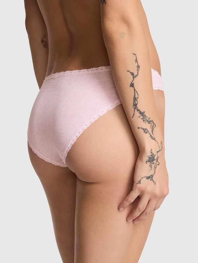 Cotton Lace-Trim Low-Rise Cheeky Panty