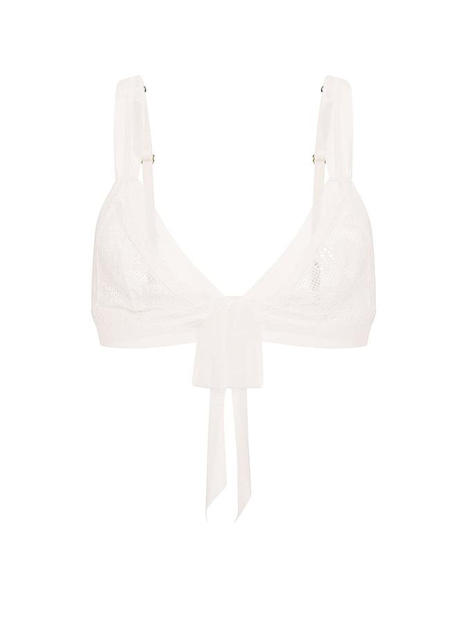 Lace Mesh-Trim Triangle Bralette image number 2