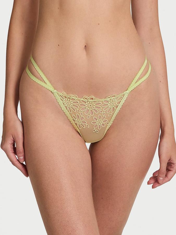 Eyelet Mesh Strappy String Thong Panty image number 0