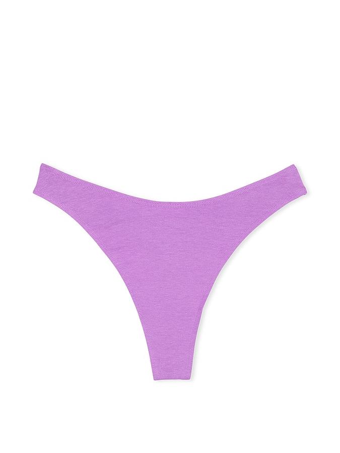 Stretch Cotton High-Leg Scoop Thong Panty image number 2