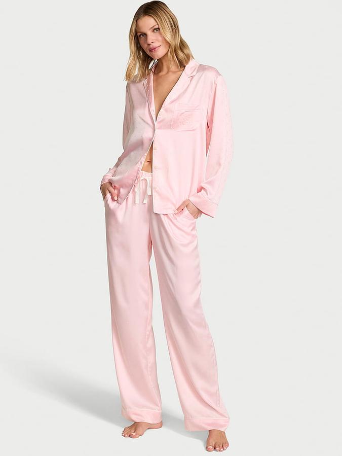 Glazed Satin Long Pajama Set