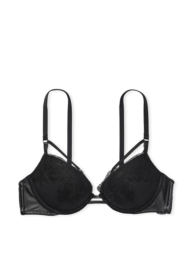 Faux Leather Fishnet Push-Up Bra image number 2