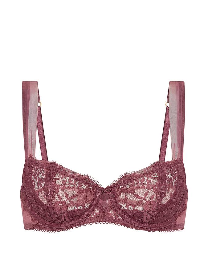 Wicked Unlined Lace Mesh-Trim Balconette Bra image number 2