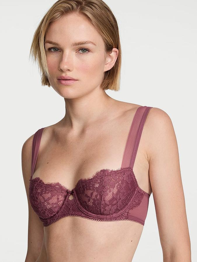 Wicked Unlined Lace Mesh-Trim Balconette Bra
