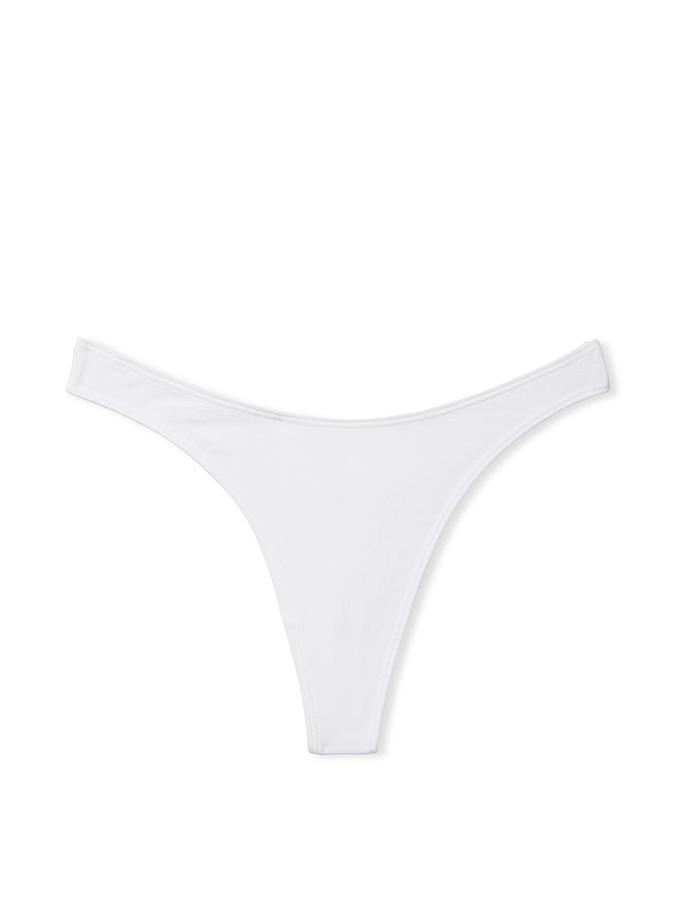 Stretch Cotton High-Leg Scoop Thong Panty image number 1