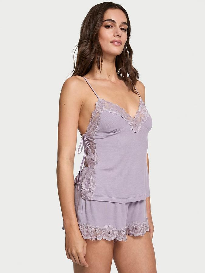Ribbed Modal & Lace Cami Shorts Set image number 0
